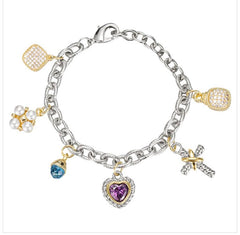 Silver Link Charm Necklace Bracelet