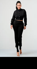 Black Two-Piece Stylish Jogger Set