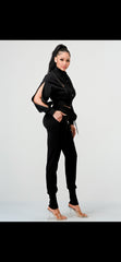Black Two-Piece Stylish Jogger Set