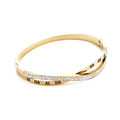 Roman Numeral Two Row Rhinestone Bangle
