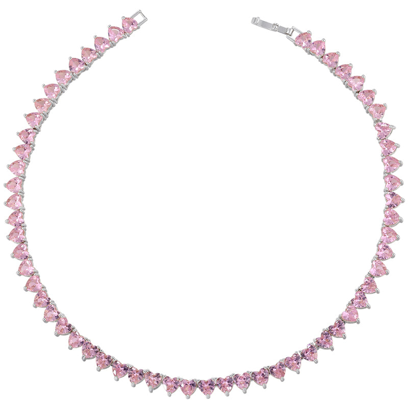 Pink Heart Zircon Necklace/Bracelet