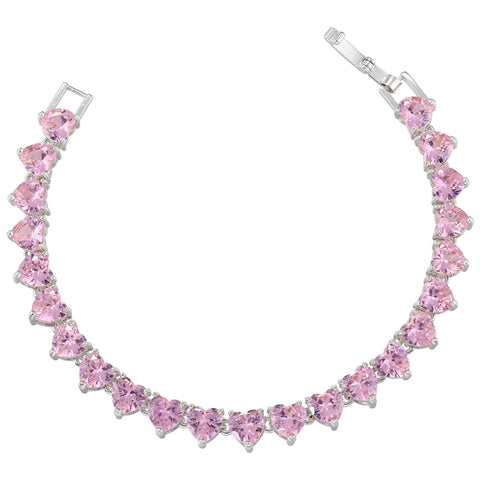 Pink Heart Zircon Necklace/Bracelet