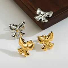 Stainless Steel Bow Necklace & Earring Set