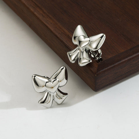 Stainless Steel Bow Necklace & Earring Set