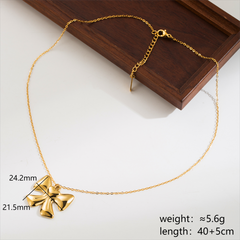 Stainless Steel Bow Necklace & Earring Set