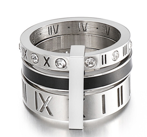 Stainless Steel Roman Numerals Rings