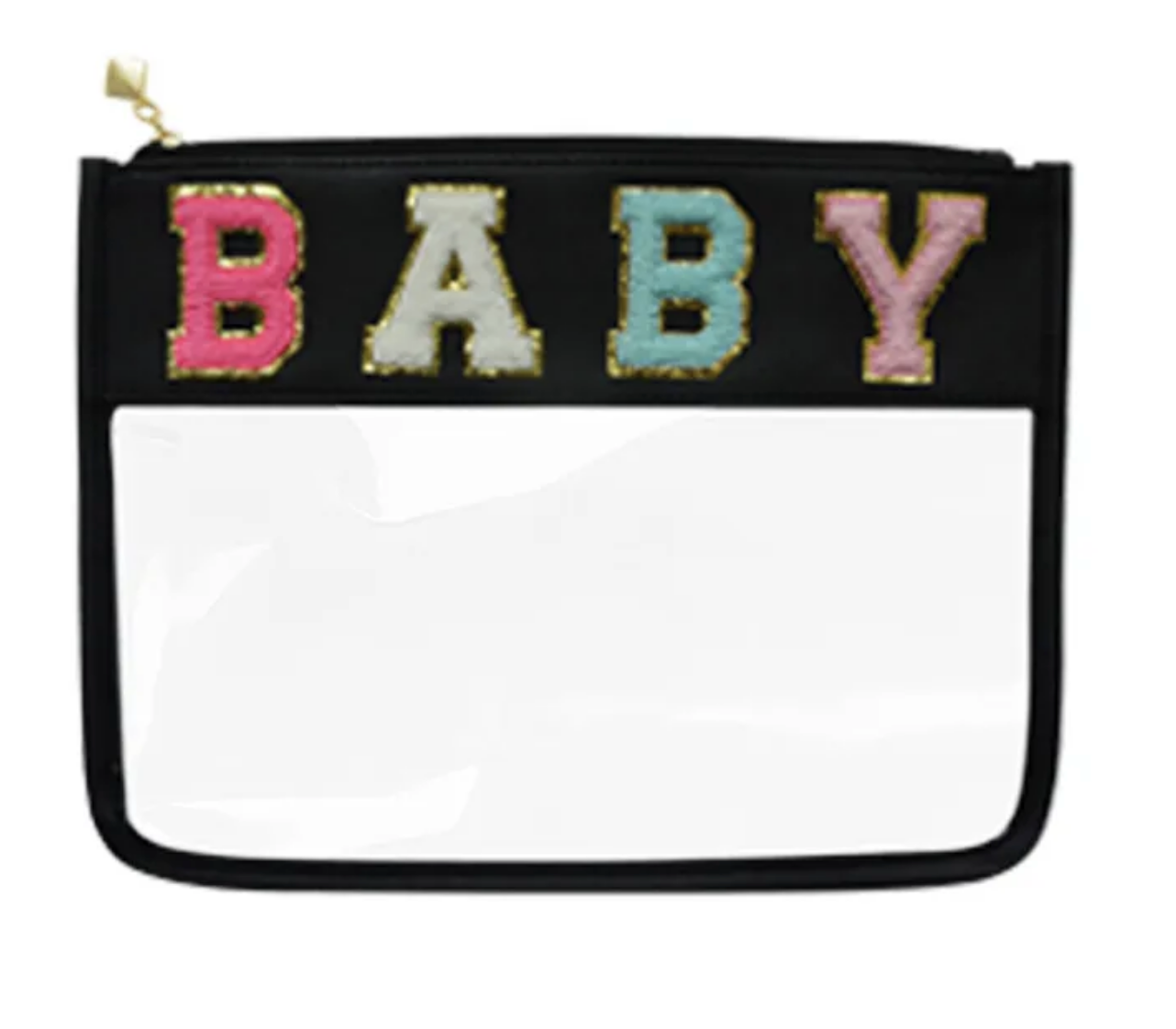 Clear Pouch with Chenille Letters