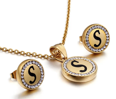 Gold Plated Initial Necklace Set