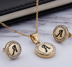 Gold Plated Initial Necklace Set