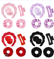 6 Piece Puffy Spa Headband Set for Skincare & Makeup Application