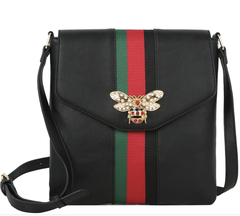 Crossbody Bag with Jeweled Bee Accent