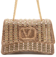 Luxury Gold Crystal-Embellished Shoulder Bag