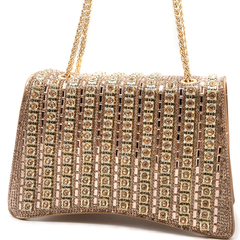 Luxury Gold Crystal-Embellished Shoulder Bag
