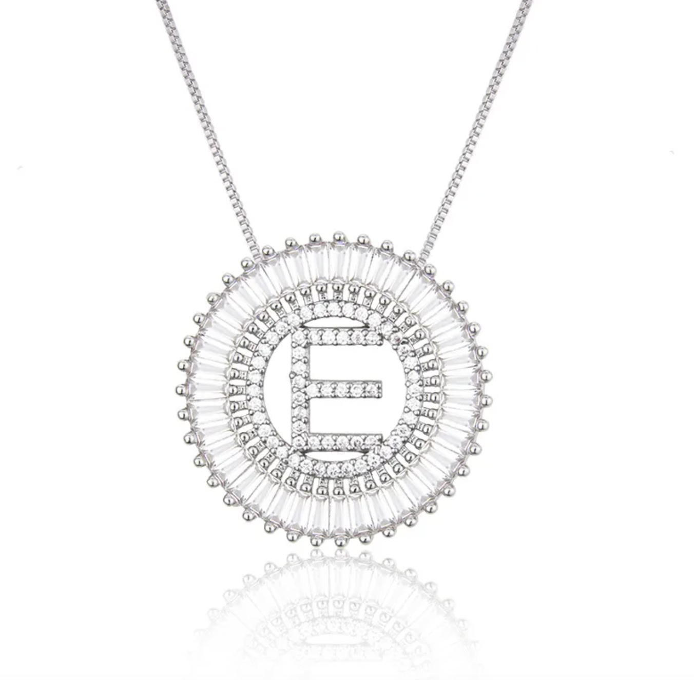 Pave Silver CZ Cubic Zirconia Initial Necklace