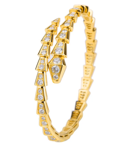 Gold Snake Wrap Around Bangle with Rhinestones
