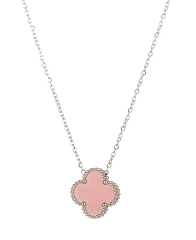 Flower Stainless Steel Necklace Pink