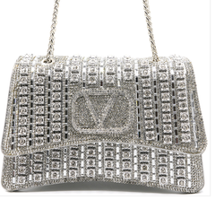 Luxury Gold Crystal-Embellished Shoulder Bag
