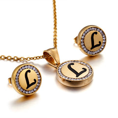 Gold Plated Initial Necklace Set