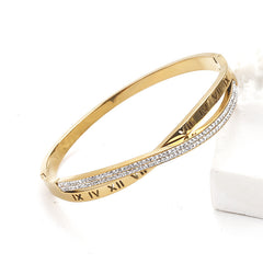 Roman Numeral Two Row Rhinestone Bangle