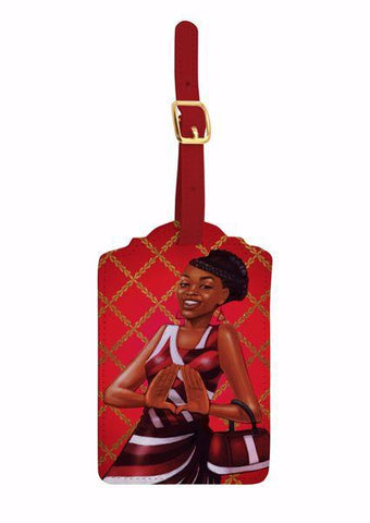 Red and White Luggage Tag Set