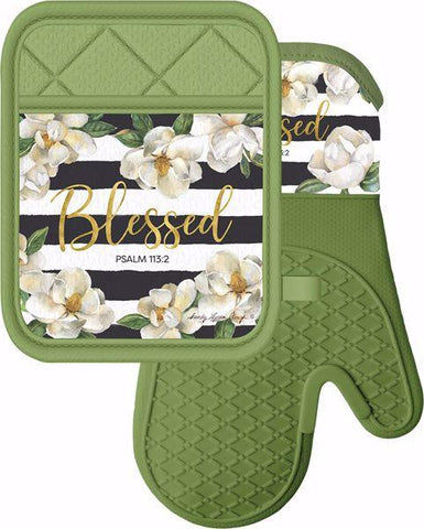 Blessed Magnolia Mitt/Pot Holder Set