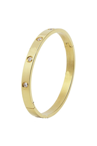 Stainless Steel Bangle with Rhinestones
