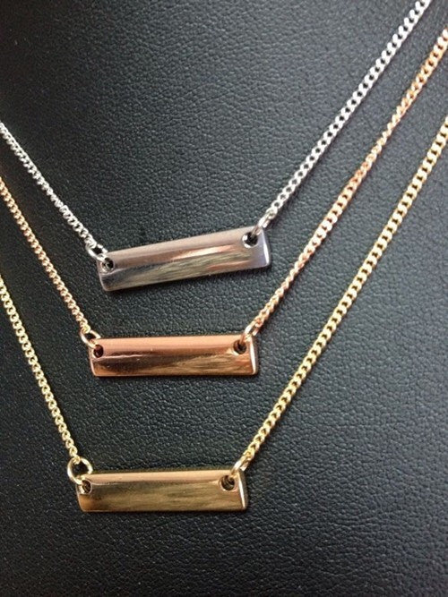 Dainty Gold Tone Bar Necklace