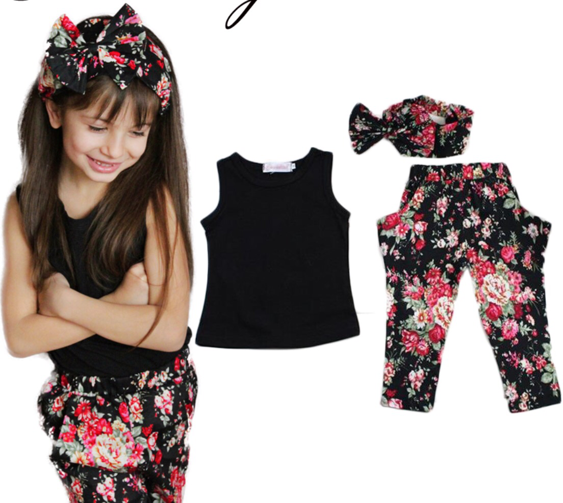 3 piece Floral Outfit Girls Size 8