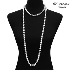 White 60" Pearl Necklace 
