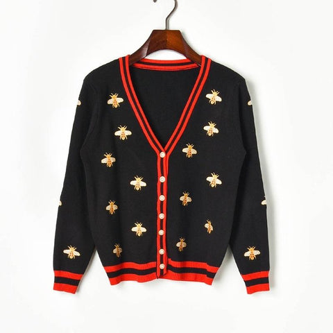 Embroidered Bee Knit Cardigan