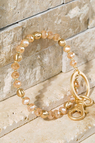 Dana Shimmery Glass Bead Key Ring Bracelet