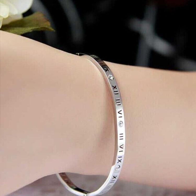 Roman Numeral Stainless Steel Bracelet