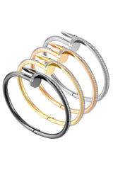 Female Nail Rhinestone Stainless Steel Bracelets B2443-F