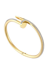 Female Nail Rhinestone Stainless Steel Bracelets B2443-F