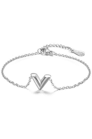 V Stainless Steel Bracelet - Silver