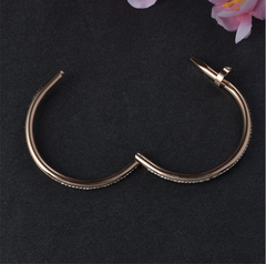 Female Nail Rhinestone Stainless Steel Bracelets B2443-F