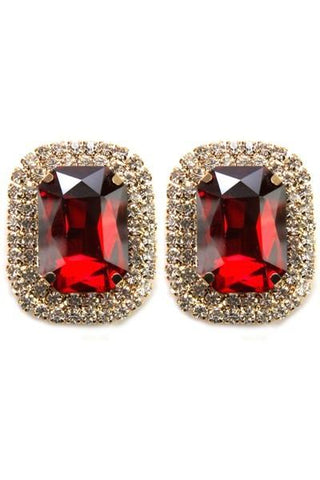 Wide Rhinestone Clip Earring