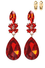 Stone Drop Clip On Earrings