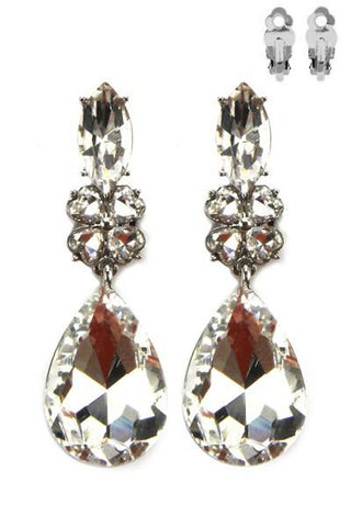 Stone Drop Clip On Earrings