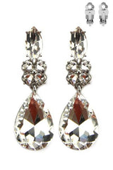 Stone Drop Clip On Earrings