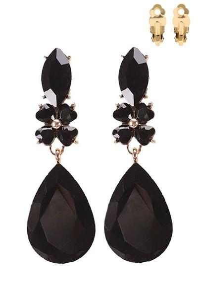 Stone Drop Clip On Earrings