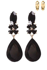 Stone Drop Clip On Earrings