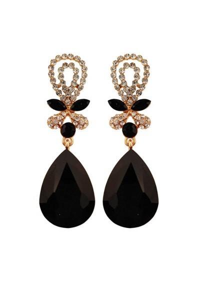 Floral Teardrop Crystal Post Earrings