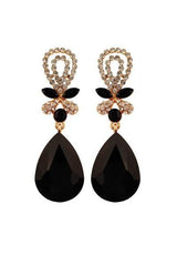 Floral Teardrop Crystal Post Earrings