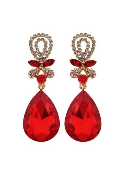 Floral Teardrop Crystal Post Earrings