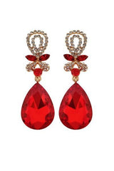 Floral Teardrop Crystal Post Earrings