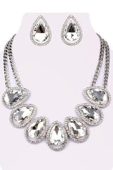Teardrop Crystal Stone Necklace Set