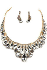 Stone Necklace Set W/ Drop Post Earrings
