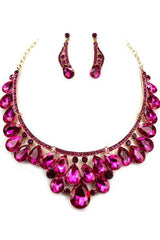 Stone Necklace Set W/ Drop Post Earrings