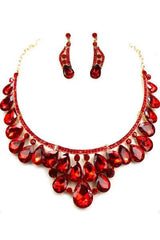 Stone Necklace Set W/ Drop Post Earrings